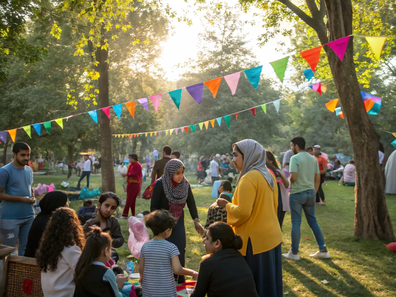 A photograph capturing a community event organized by ART VERT EN PAYS FORT, showing people of all ages interacting and enjoying various activities in a public space, with the organization's banner visible in the background.